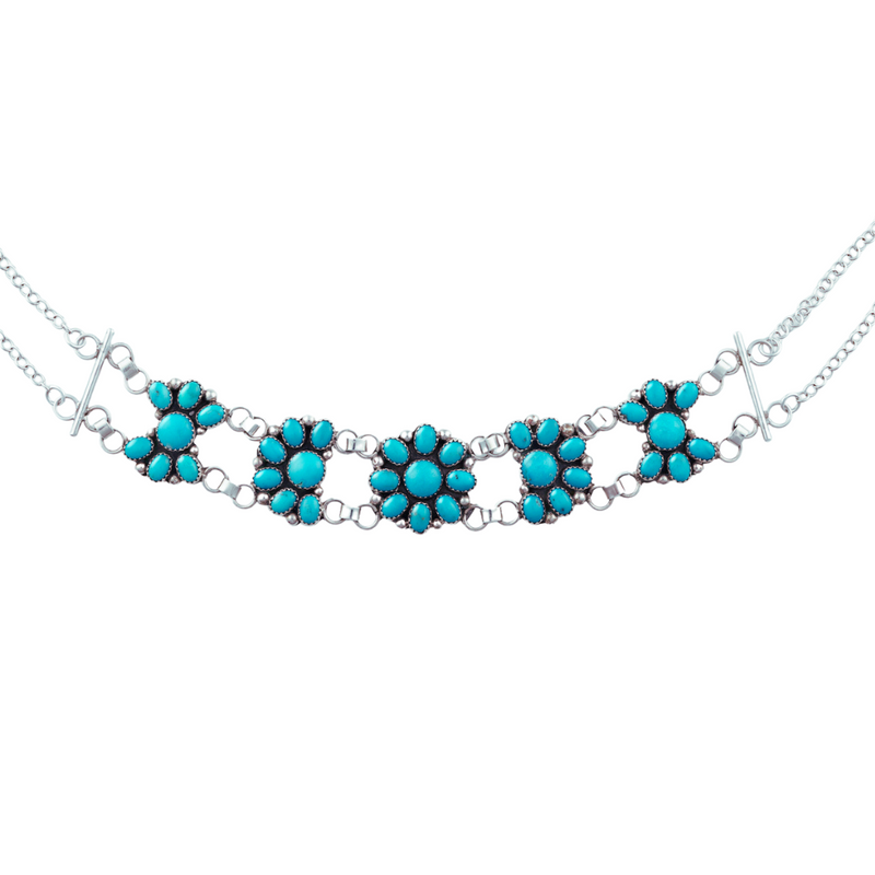 Sleeping Beauty Turquoise Cluster Necklace