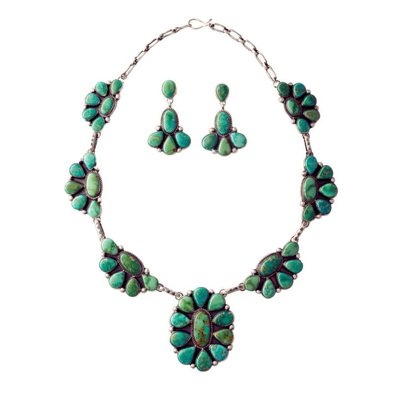 Swag Choker Necklace Set with Bracelet and Earrings Emerald Green Pear -  Ruby Lane
