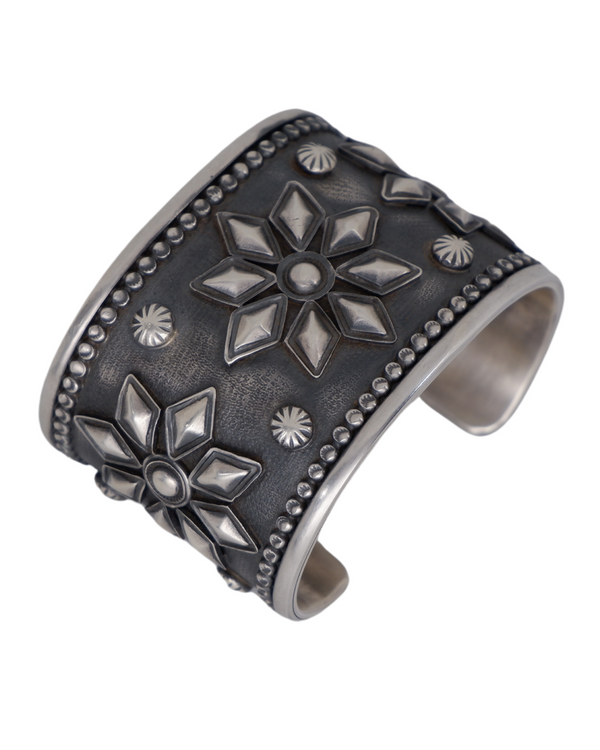 Sterling Silver Textured and Stamped Cuff Bracelet
