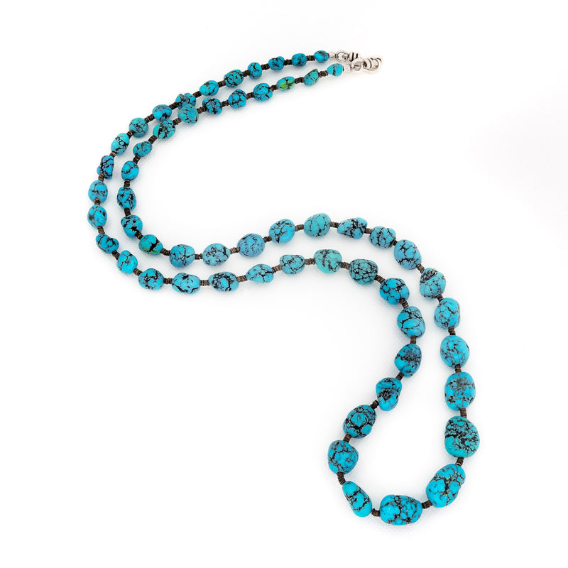 AUDREY Original design. 32" Sonoran Nugget Turquoise beads with sterling silver clasp. Southwestern style.