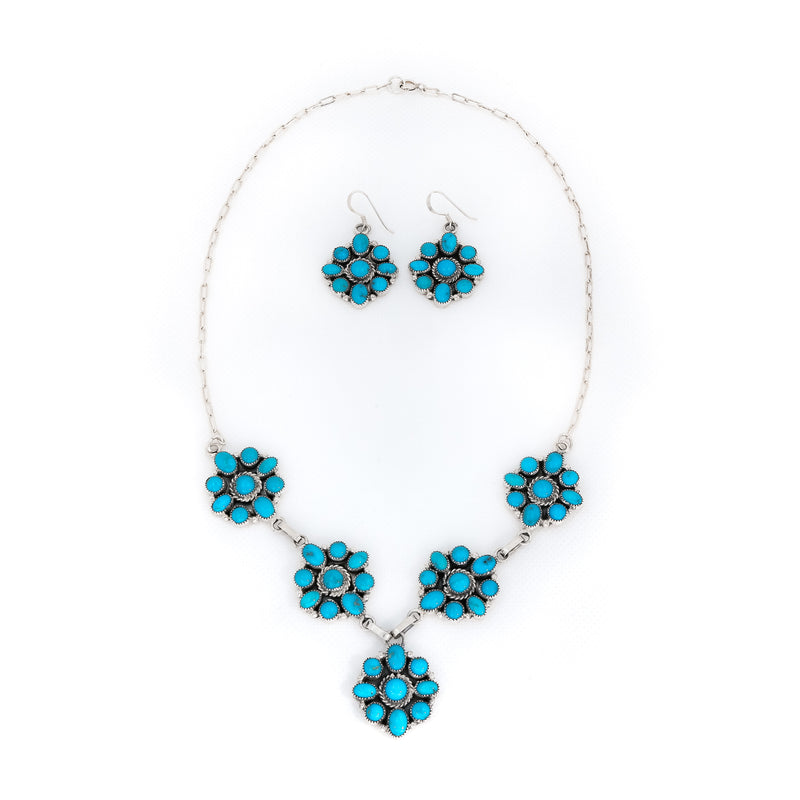 Turquoise Floral Choker Necklace with Earring Set – Titli Design