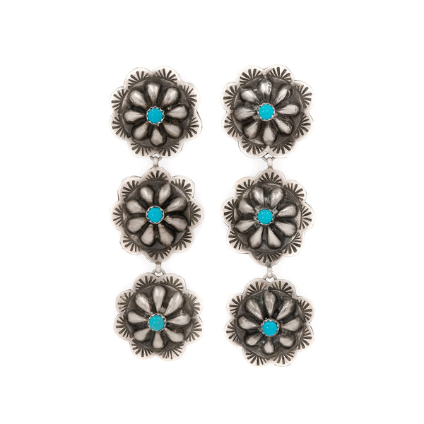 Sleeping Beauty Turquoise earring set in sterling silver by American Indian jewelry Artist: Rita Lee. Charming southwest style jewelry.