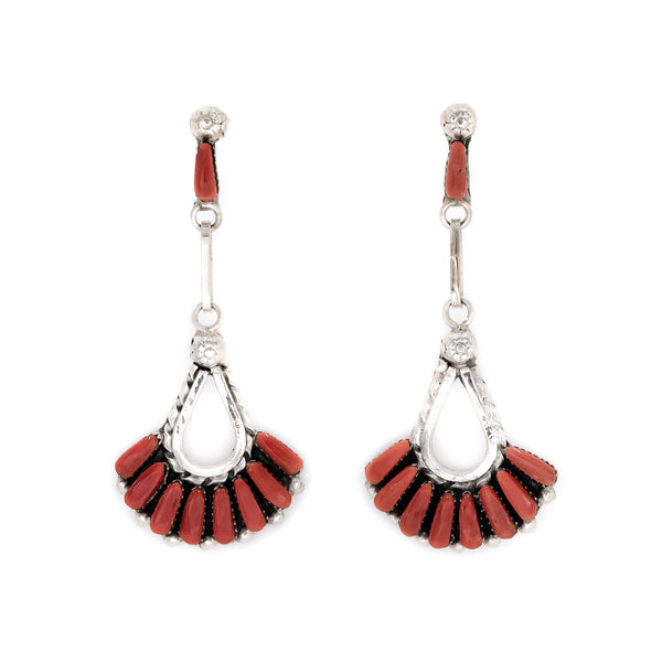 Natural coral set in sterling silver earrings. One-of-a-kind