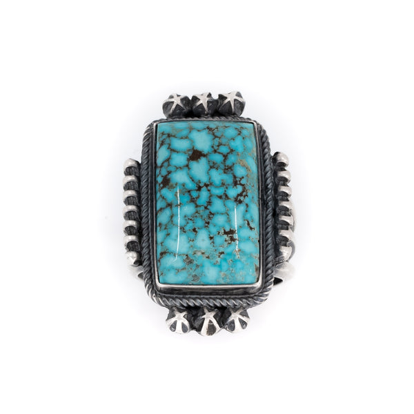 Quality Kingman Turquoise set in sterling silver by American Indian artist.