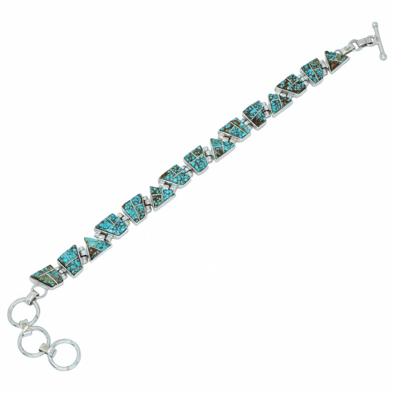 Nevada #8 Turquoise Inlay Link Bracelet