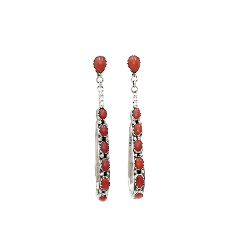 Coral and Sterling Silver Earrings